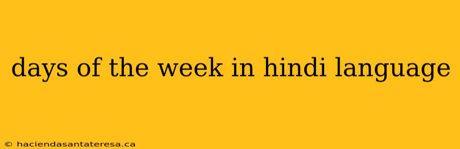 days of the week in hindi language