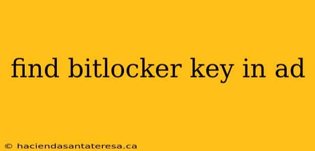 find bitlocker key in ad